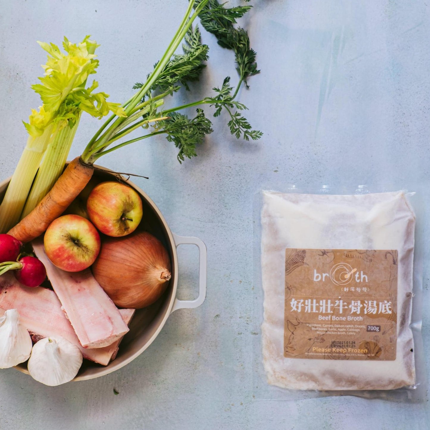 beef bone broth with vegetables