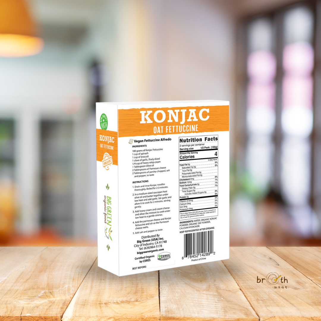 【Bgreen Food】Konjac Oat Fettuccine - Organic Certified, Non-GMO, Vegan, No Food Coloring, Gluten-Free