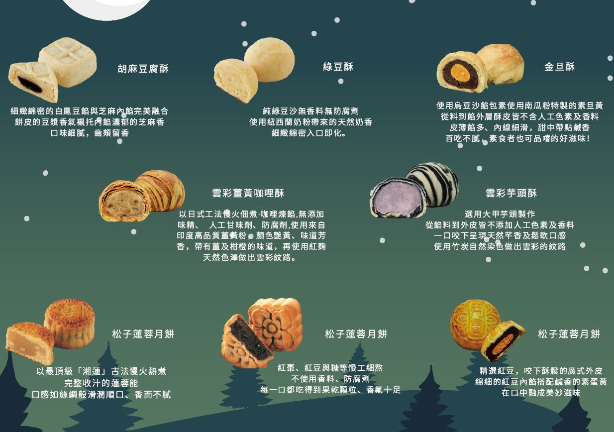 
                  
                    【Li Ren】Assorted Mooncakes(Mung Bean Paste Cake*2, Tofu Sesame Paste Mooncake*2, Imitation Egg York Mooncake*2)
                  
                